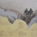 light yellow landscape hand-painted wallpaper