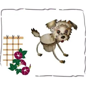 decorative dog metal flower pot