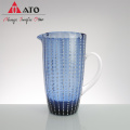 ATo Blue Tea Pot Glass Jug Cup Pither