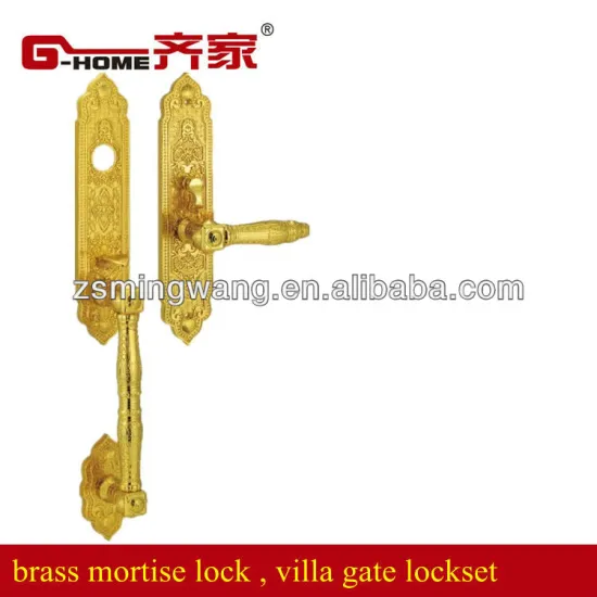 brass door lock and handle