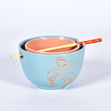 Flamingo Design Creativity Shape Ceramic instant noodle bowl