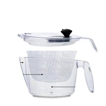 Kitchen Essentials Bundle: Small Salad Spinner, Measuring Jug, and Colander with Rotary Handle