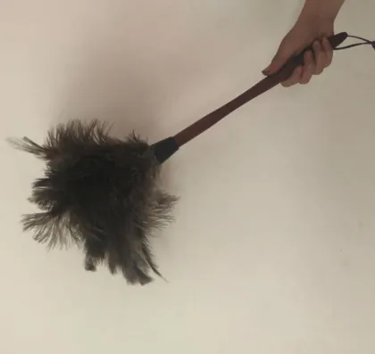 75CM Long Natural Rooster Chicken Feather Duster with Wooden Handle