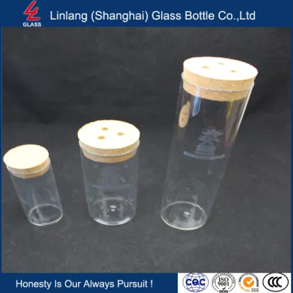 hot sales clear glass storage jar with bamboo/wooden lid