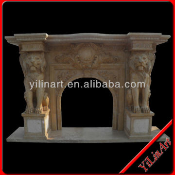 Yellow Marble Floral Carving Indoor Fireplace Surround YL-B192