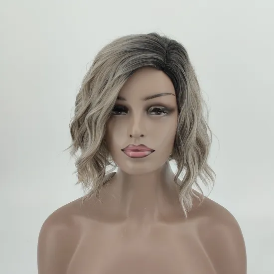Wholesale Synthetic Wigs Short Ombre Wave Wig With Blonde Brown Root for Women