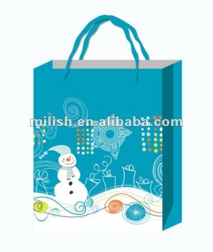 4C printing plastic gift bag for christmas day with ribbon