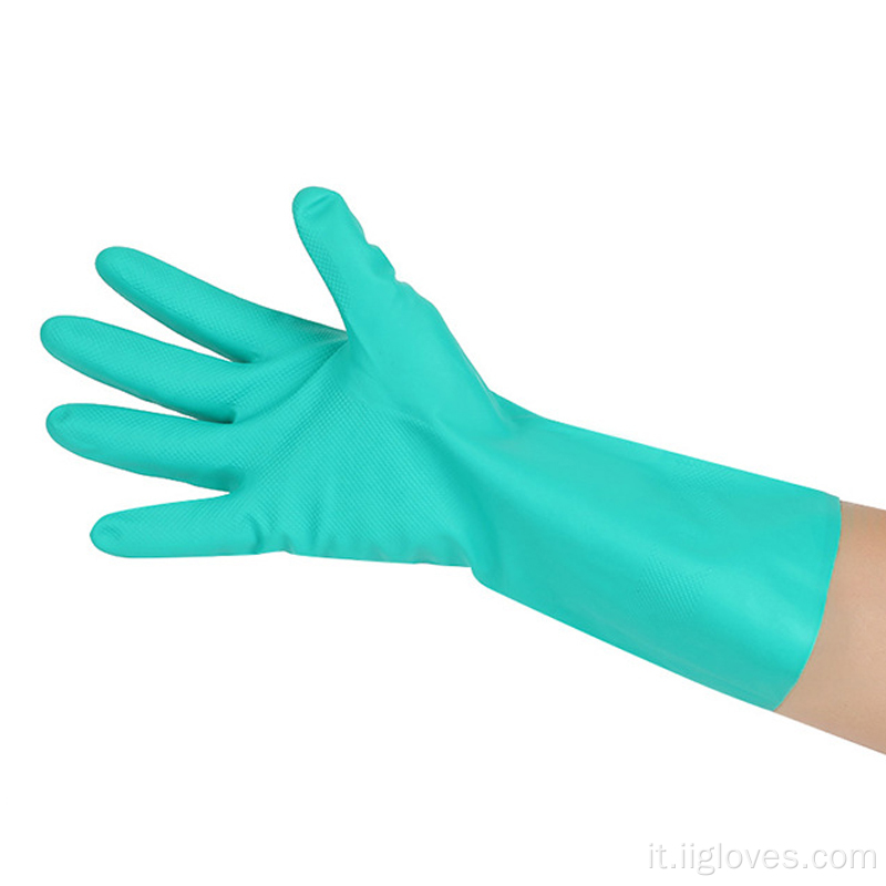 Acido alcali a prova di olio chimico Resistente alle mani in gomma Guanti di guantes de nitrilo