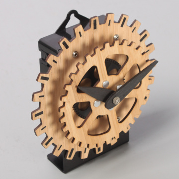 Mini Bamboo Desk Gear Clock