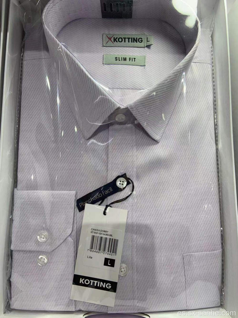 Camisa de hombre teñida con hilo de tacto suave de fábrica