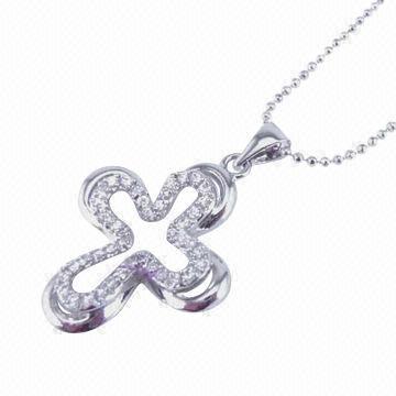 Religious necklaces, made of brass and cubic zirconia, small orders are welcome