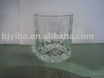 Carved logo whiskey glass