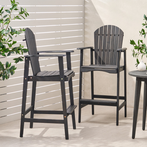 Outdoor Acacia Wood Adirondack Barstools 6