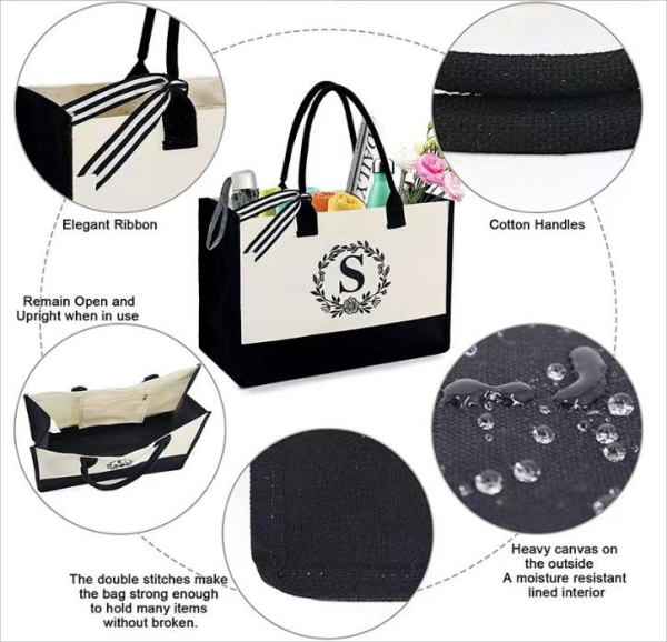 Custom simple pattern canvas tote bag