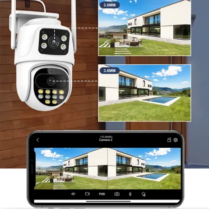 Icsee Dual Lens 6MP 3K Wireless PTZ CCTV Security Camera