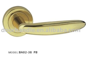 BA02-38 PB brass door handle on rose