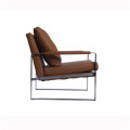 Modern Zara Stainless Steel Leather Chaise Lounge Chairs
