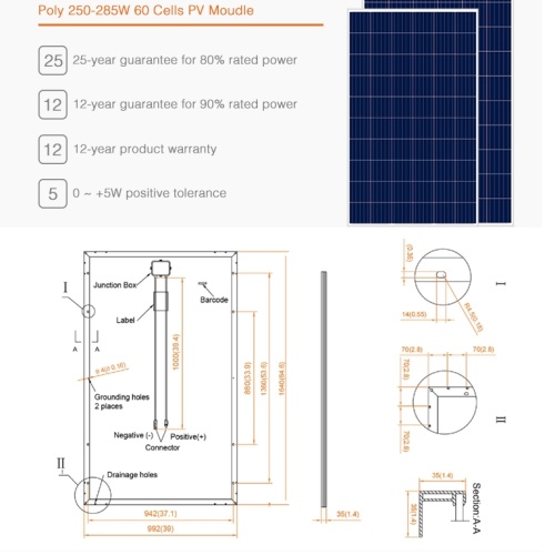 High-Power 250W Solar Panel for Efficient Energy Generation