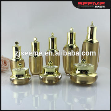 Unusual design liquid crown bottle eye cream bottle with white pump cosmetic plastic container