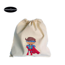 reusable natural cotton fabric drawstring bag