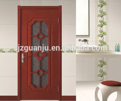Kitchen And Bathroom Use Modern Wooden Door With Glass