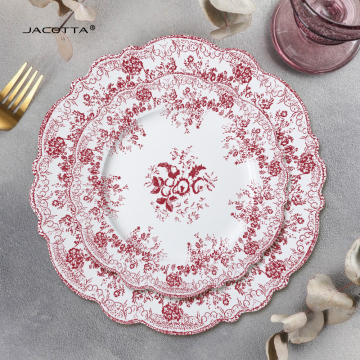 Pink Rose Dinnerware Sets: 20-Piece Charger Plates, Luxury Ceramic Coffee Cups & Saucers - Factory Wholesale