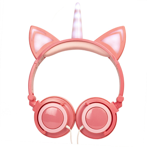 Unicorn Cat Ear Led Kids Headphone Kreatif
