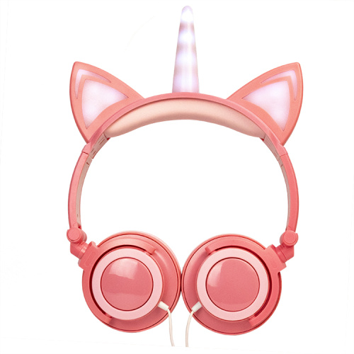 Fones de ouvido Unicorn Cat Ear LED Kids Creative