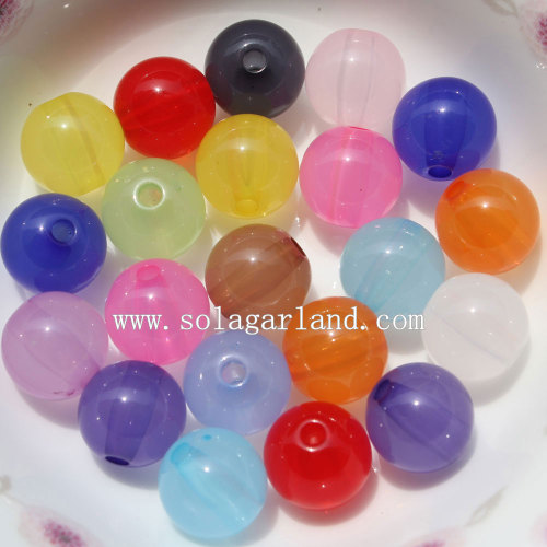 Bon marché Jelly Couleurs Gelée Acrylique Perles Lisses Rondes Charme