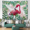 Rosa Flamingo-Tapisserie-Palmblatt-Wandbehang-Grünpflanzen-Tapisserie für Wohnzimmer-Schlafzimmer-Hauptwohnheim-Dekor