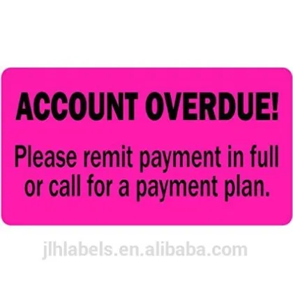 Account Past Due Billing and Collections Label Fluorescent color 2"x 1" - 500 Labels Per roll