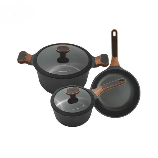 Healthy and Efficient Cooking: A Comprehensive Three-Piece Nonstick Cookware Set with Wheat Stone Coating