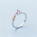 Sole Memory Cute Sweet Rabbit Eating Radish Fresh 925 Sterling Silver Female Resizable Opening Rings SRI406