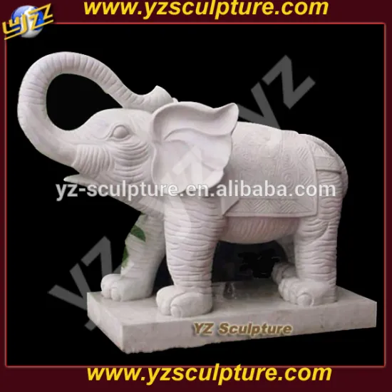 Garden Decoration Life Size Natural White Stone Elephant Statue