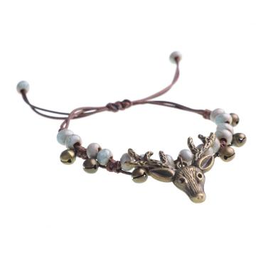 Braccialetto vintage foresta fatto a mano Campana da donna regolabile semplice braccialetto in ceramica accessori alci