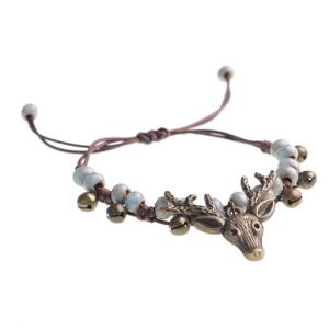 Handmade forest Vintage Bracelet Adjustable women's bell simple ceramic bracelet elk accessories