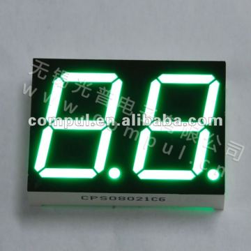 CPS08021CG, 0.80" Pure Green Dual Digits 7 Segment LED Digital Display