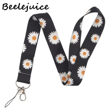 Daisy flowers Neck Strap Lanyards ID badge card holder keychain Mobile Phone Strap Gift Ribbon webbing necklace