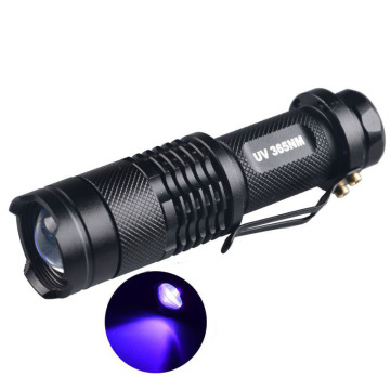 Zoomable AA Battery UV LED Flashlight: 395nm & 365nm for Invisible Spot Detecting