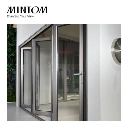 Aluminum Balcony Veranda Bifold Folding Accordion Exterior Glass Sliding Patio Doors
