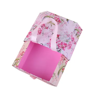Hexagon Ribbon Handle Gift Drawer Paper Boxes Custom