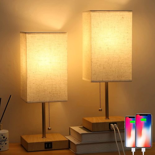 Touch Dimmable Bedside Lamp With USB Ports