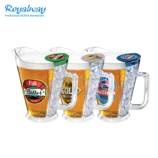 Food-Grade 1.5L Acrylic Beer Jug with Ice Cube Compartment - Water Pitcher