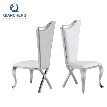 Moderne Edelstahl weiße PU Royal Essstühle für Hotels und Hochzeiten