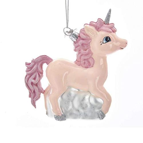 Ornamenti natalizi in vetro personalizzati a forma di unicorno rosa