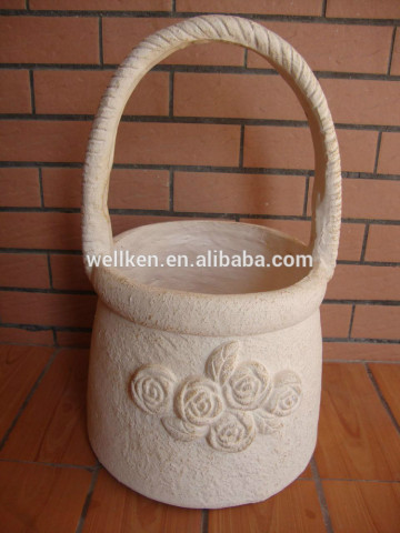 clay resin garden flower pots,polystone basket shape flower pots