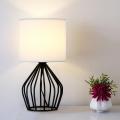 Industrial Desk Lamp With White TC Fabric Shade