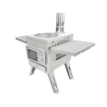 Portable Stainless Steel Wood Burning Camping Stove with Chimney Pipes for Outdoor Cooking
