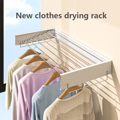 2024 New Retractable Clothes Drying Rack with Hook, Foldable for Home Use