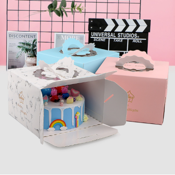 Custom Birthday Paper Cake Box withHandle Window
